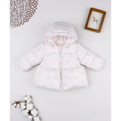 Abrigo rosa con lazos para niña