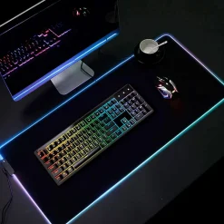 Alfombrilla ratón Gaming XXL con luces LED 80 x 30 cm