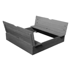 Arenero de madera pretaladrado con tapa-bancos