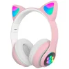 Auriculares orejas de gato bluetooth rosa