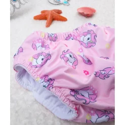 Bañador antifugas rosa con estampado de unicornios para niña