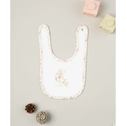 Babero con conejito y flores para niña
