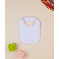 Babero niña blanco/rosa