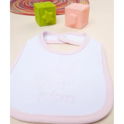 Babero niña blanco/rosa