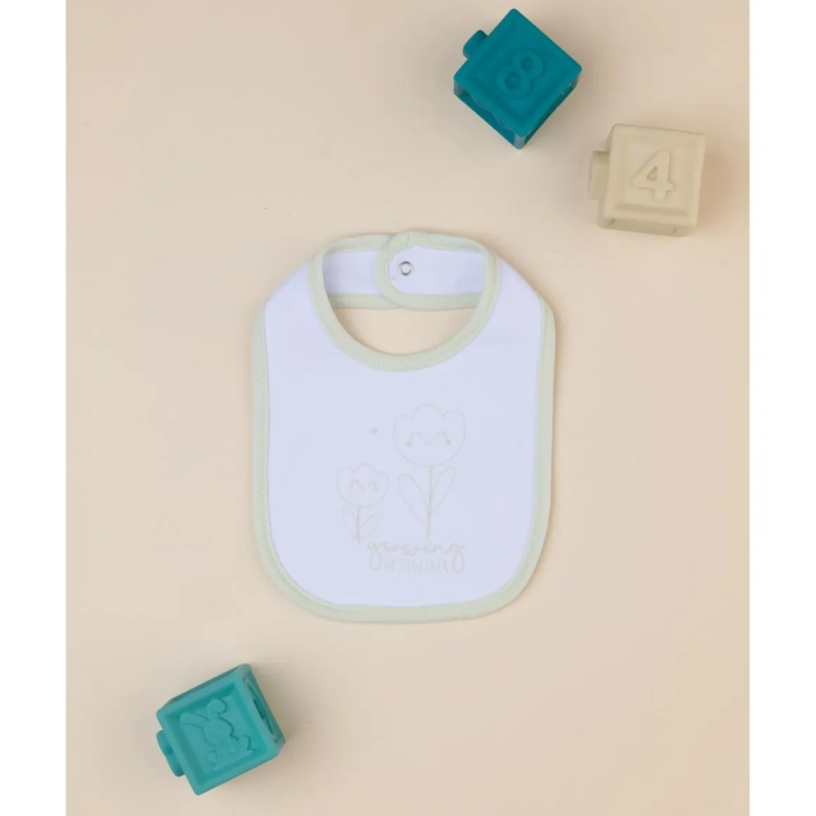 Babero niña blanco/verde