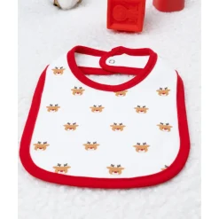 Babero niño – reno all over con vivo rojo