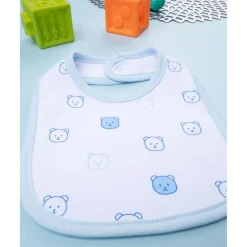 Babero niño blanco/azul con ositos