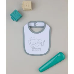 Babero niño blanco/gris