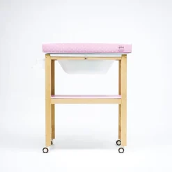 Bañera de Madera Natural Sobrebidé Topos Rosa