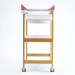 Bañera de Madera Natural Sobrebidé Topos Rosa