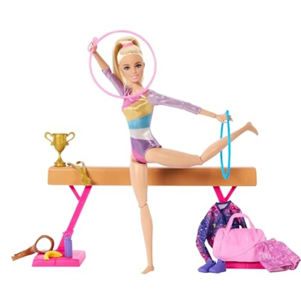Barbie - Conjunto Muñeca Gimnasta con Barra y Accesorios ㅤ