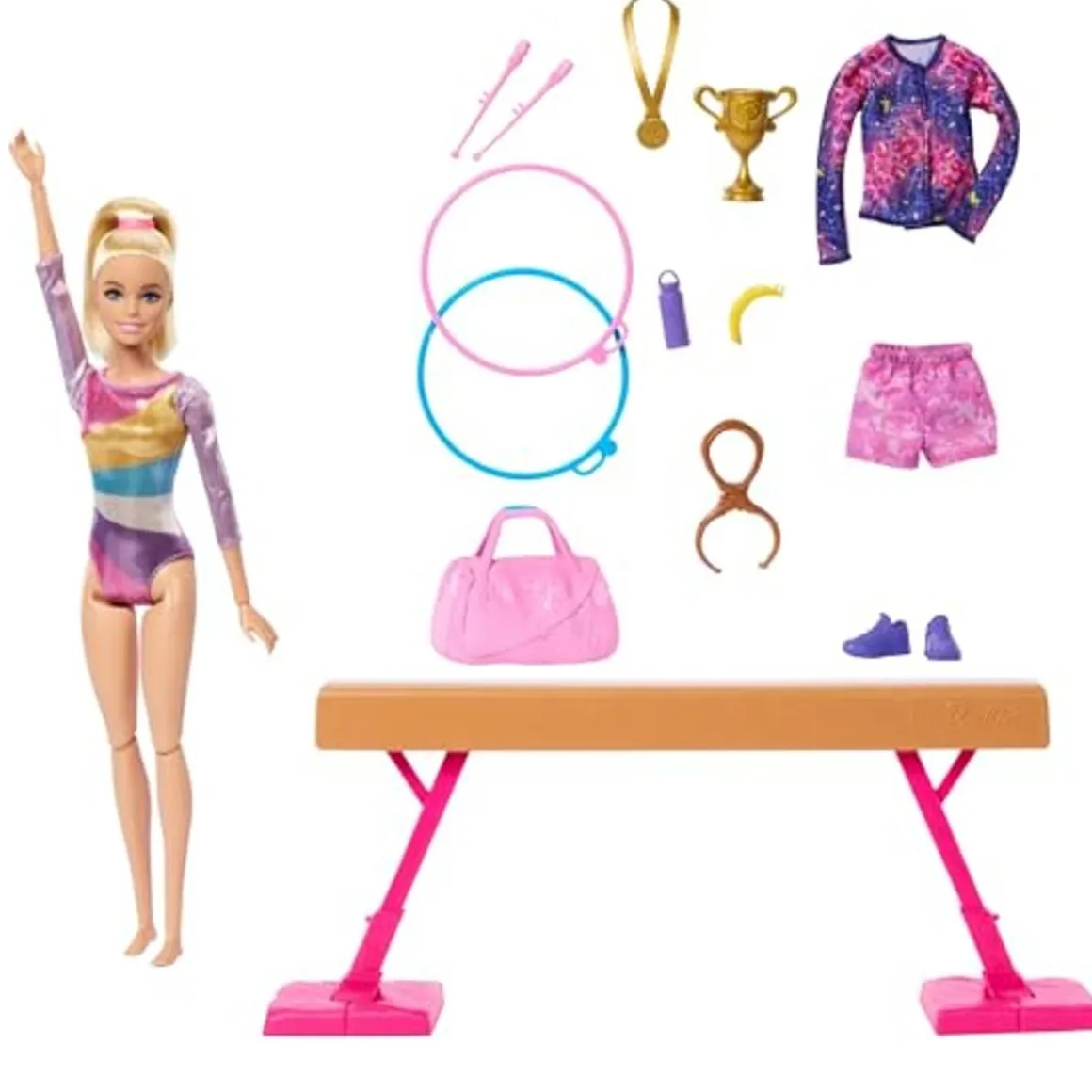 Barbie - Conjunto Muñeca Gimnasta con Barra y Accesorios ㅤ