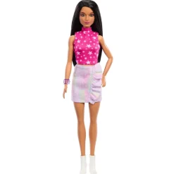 Barbie - Muñeca Fashionista con Vestido Rosa Metálico ㅤ