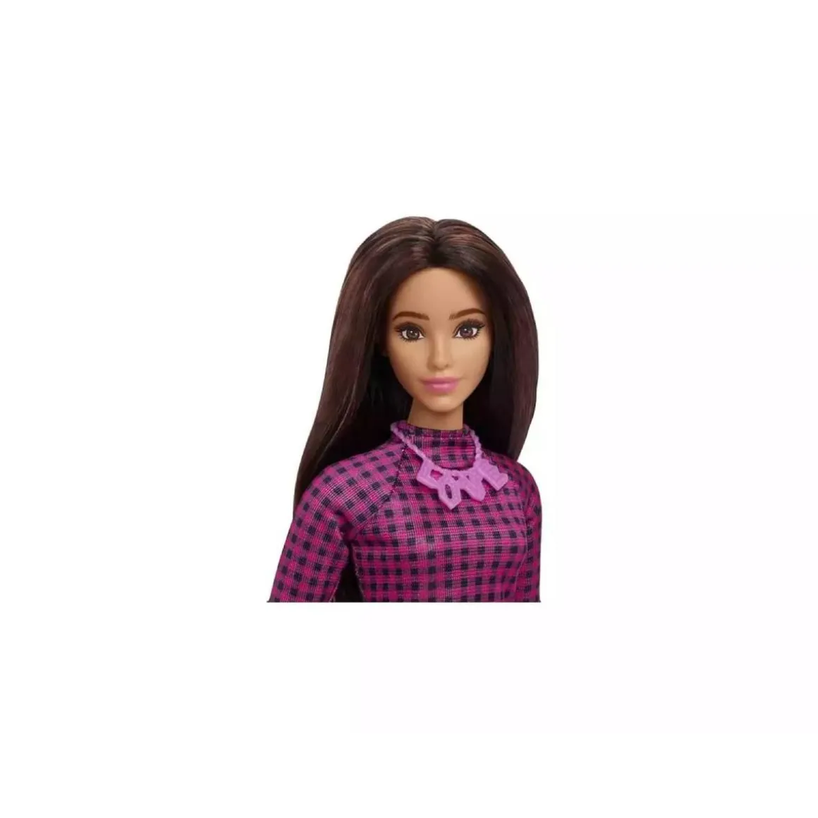 Barbie - Muñeca fashionista - vestido rosa a cuadros