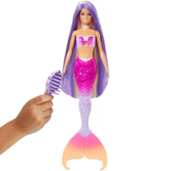 Barbie - Muñeca sirena cambio de color con delfín y accesorios ㅤ