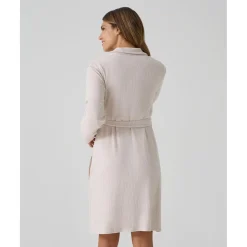 Bata premamá beige punto efecto tricot