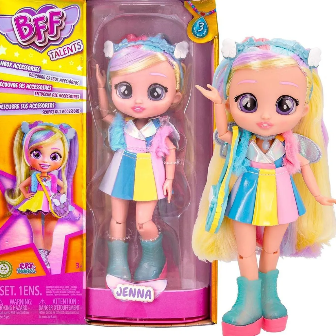 Bebés Llorones - Best Friends Forever Serie 3 Jenna con pelo largo y 9 accesorios ㅤ