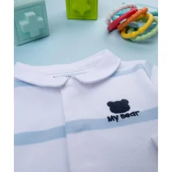 Body bebé blanco a rayas azules