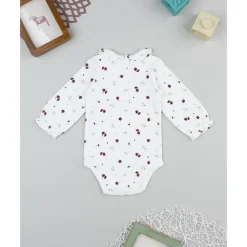Body blanco de bebé con flores y cuello Peter Pan