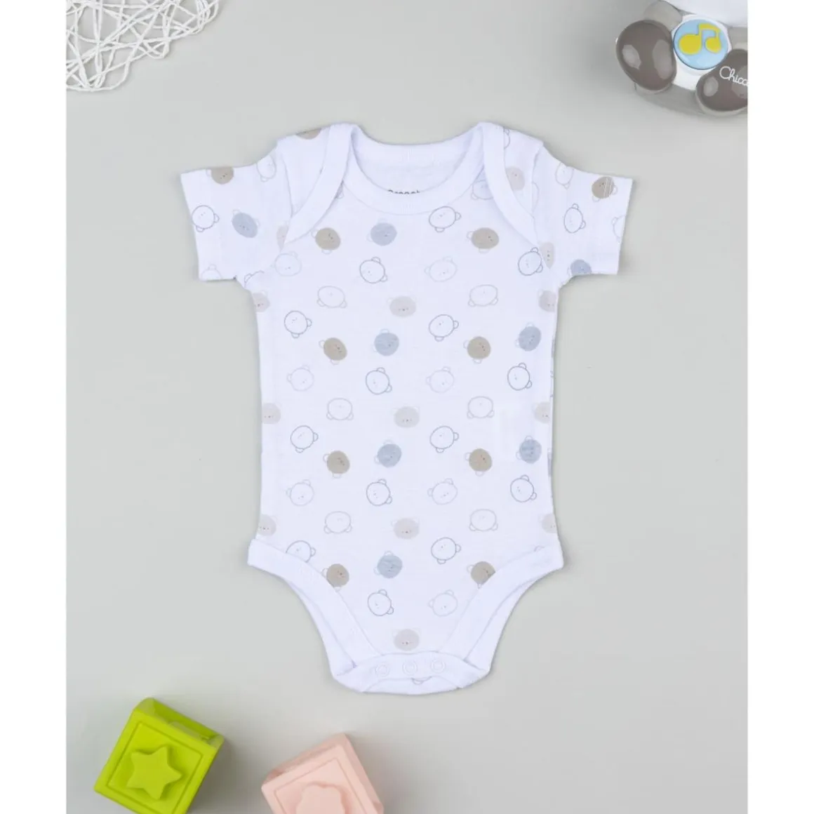 Body de manga corta para bebé con estampado de ositos