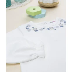 Body de niña blanco con bordado floral