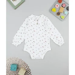 Body de niña blanco con florecitas