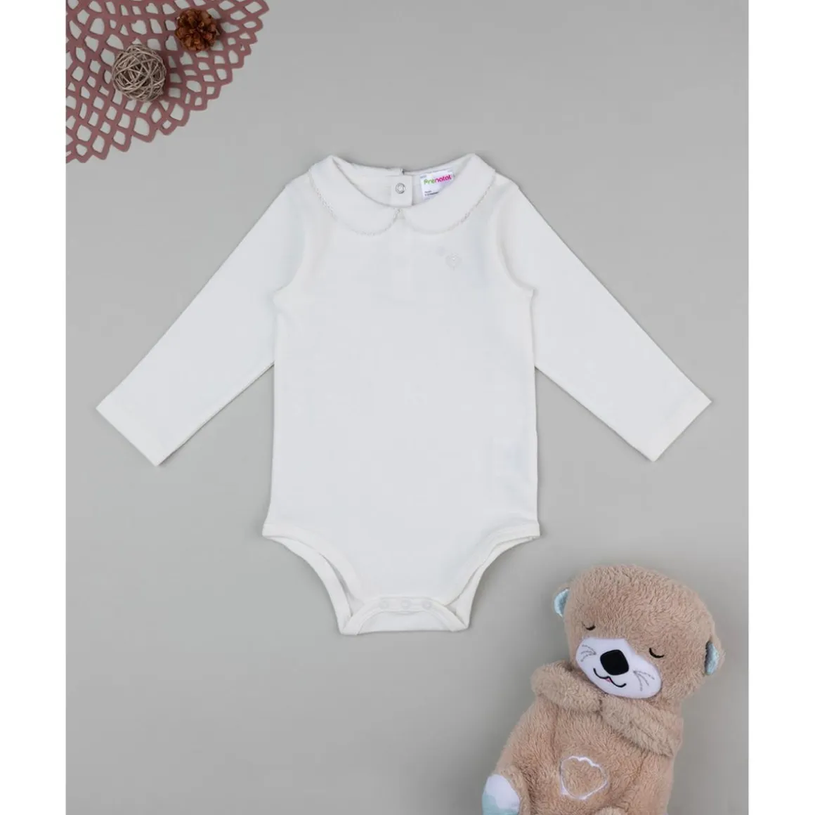 Body de niña blanco de manga larga