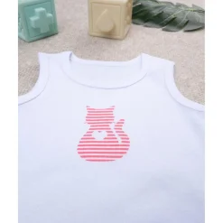 Body Infantil de Algodón Blanco con Estampado de Gatito