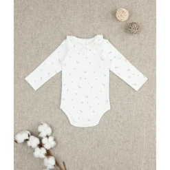 Body niña blanco con estampado allover y cuello