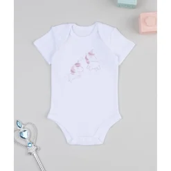 Body niña blanco con unicornios