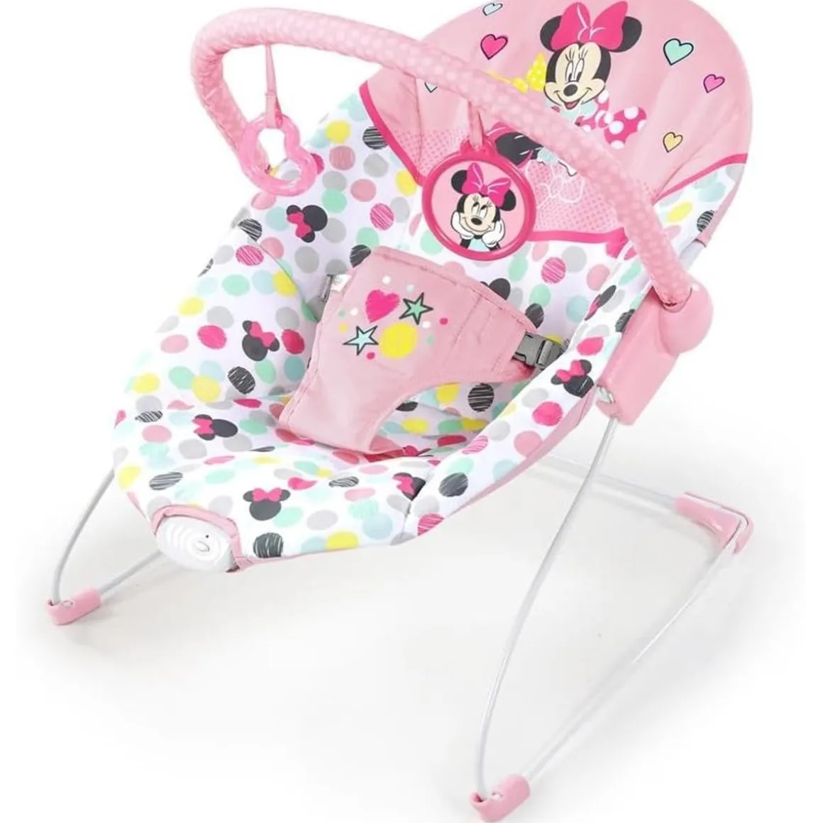 Bright Starts - Minnie Mouse - Hamaca mecedora con vibraciones y juegos lúdicos ㅤ