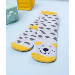 Calcetines antideslizantes gris/amarillo para niño