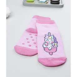 Calcetines antideslizantes niña rosa unicornio