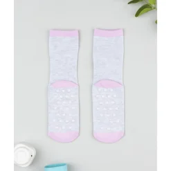 Calcetines antideslizantes niña gris con margarita