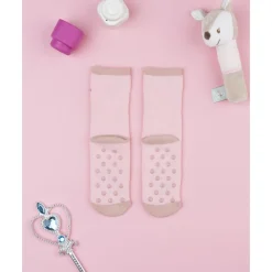 Calcetines antideslizantes para niña rosa con conejito