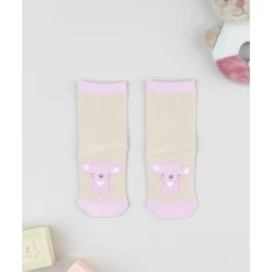 Calcetines antideslizantes niña beige/rosa koala