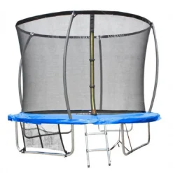 Cama elástica exterior de 427 cm con red, escalera y refuerzo de protección