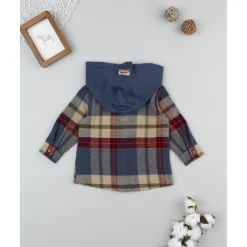 Camisa de franela multicolor con capucha para niño
