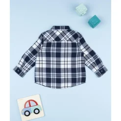 Camisa de niño de franela azul