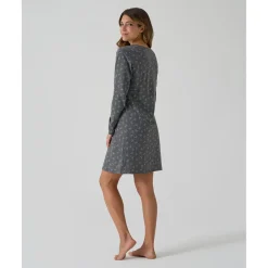 Camisa de noche premamá gris oscuro flores all-over