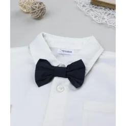 Camisa niño blanca con pajarita azul