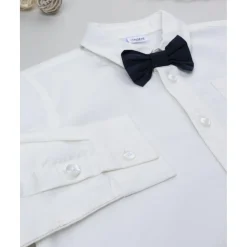 Camisa niño blanca con pajarita azul