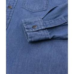 Camisa niño en denim azul con bolsillos