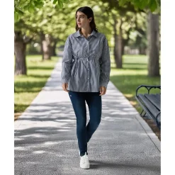 Camisa premamá de popelina a rayas azules y blancas