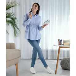 Camisa premamá de popelina a rayas