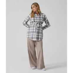 Camisa premamá y de lactancia con estampado tartán