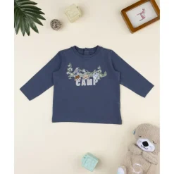 Camiseta azul con estampado montaña para niño