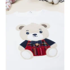 Camiseta bebé blanca con oso Teddy