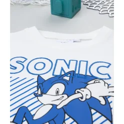 Camiseta blanca de manga larga para niño con estampado de Sonic