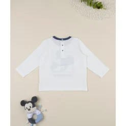 Camiseta blanca y azul de manga larga para niño Mickey Mouse